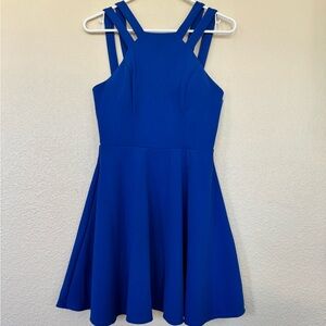 B Darlin Royal Blue Strappy Fit-and-Flare Dress